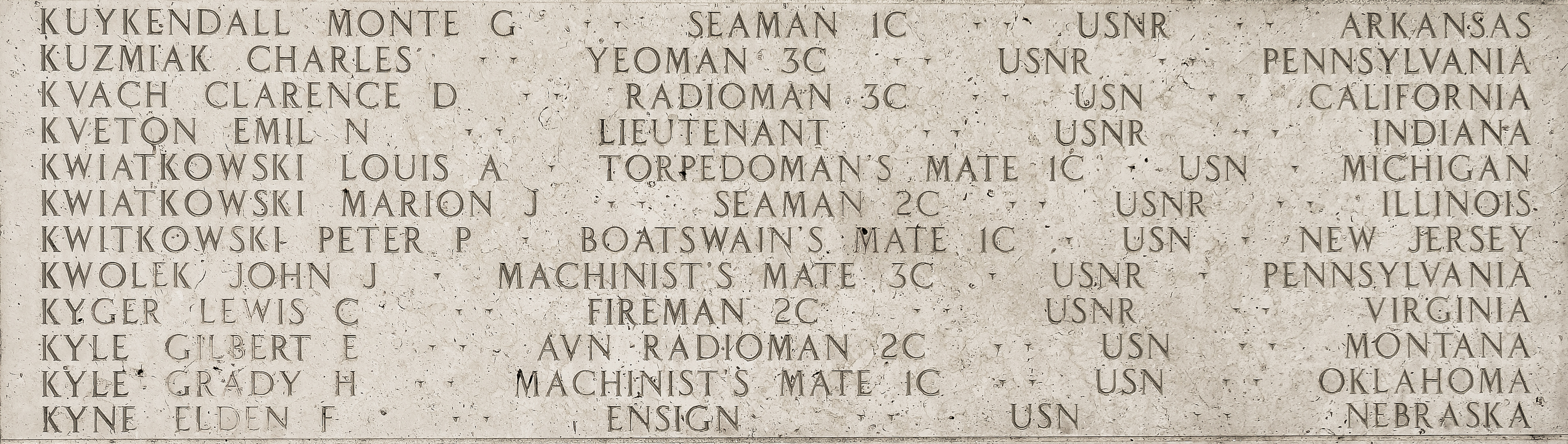 Peter P. Kwitkowski, Boatswain's Mate First Class